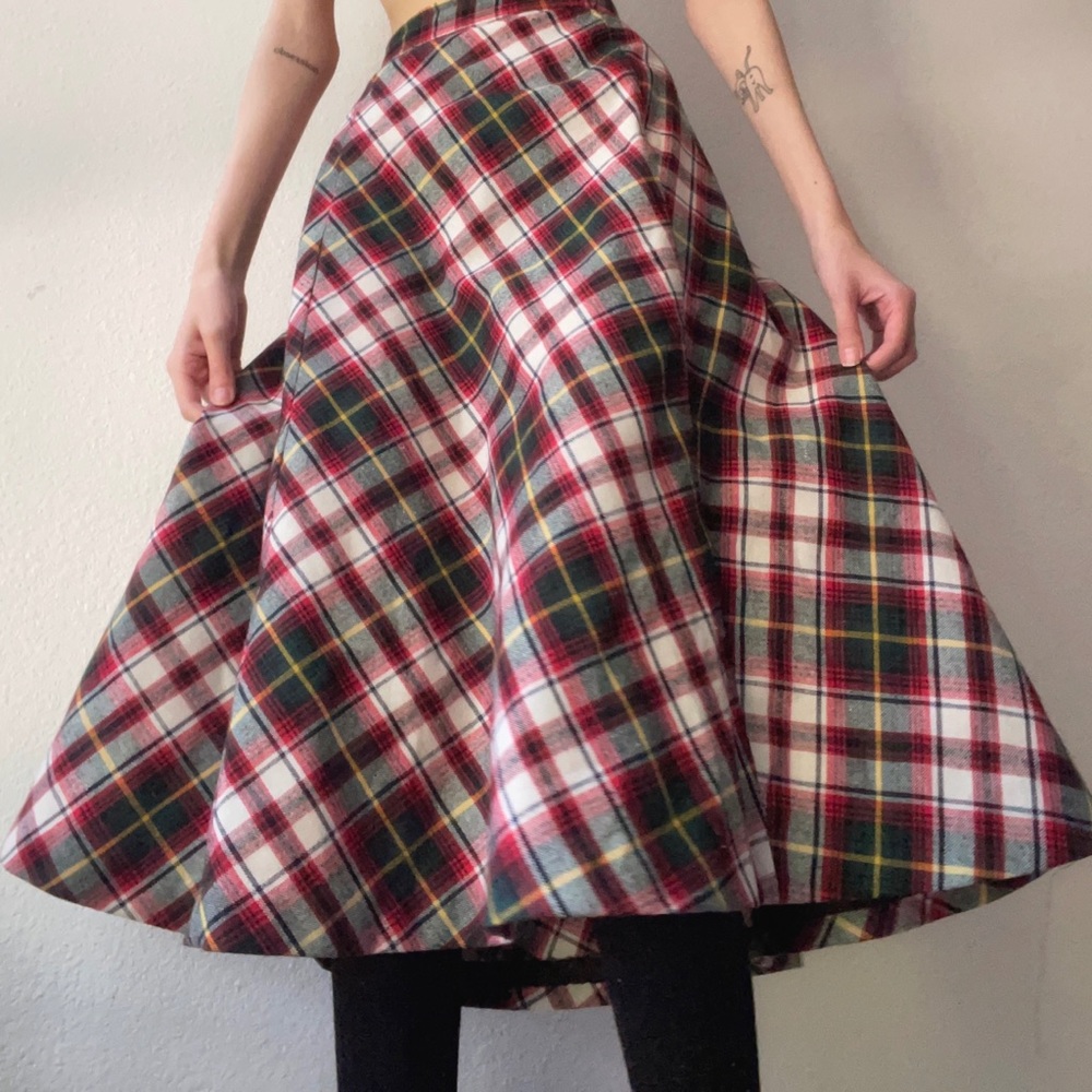 Vintage 70’s Red & Green Frank Lee Midi Skirt M